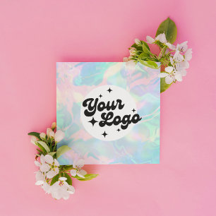 Holographic Opal Stone logo Square Business Card