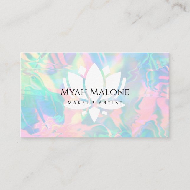 Holographic Opal Stone lotus  Business Card (Front)