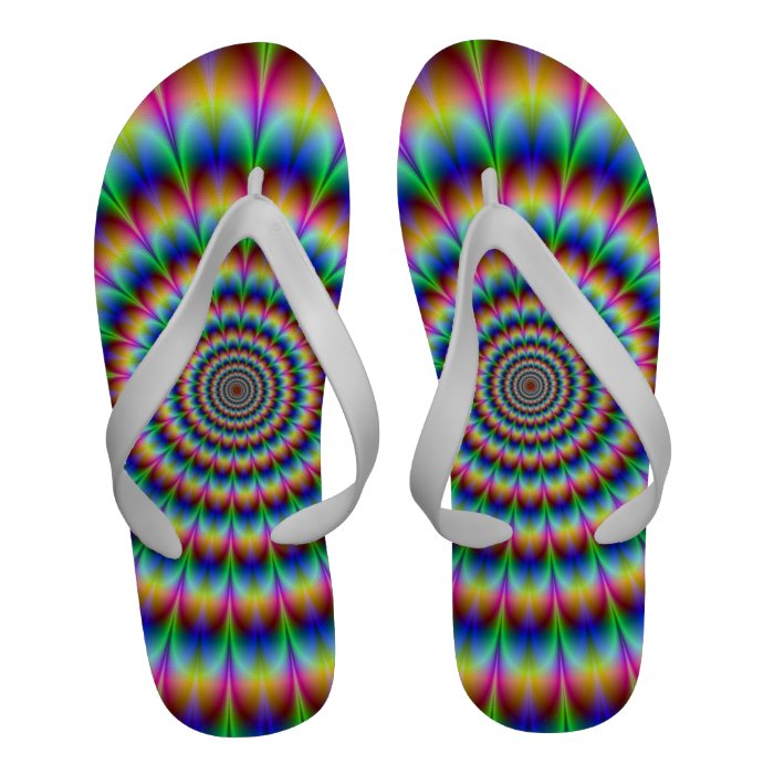 Holographic Optical Illusion Spiral Rainbow Flip Flops