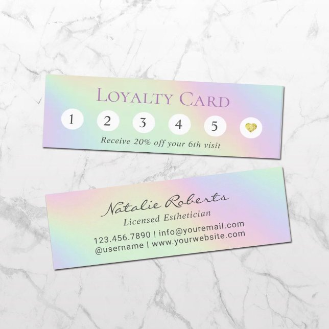 Holographic Pastel 6 Punch Customer Loyalty Card (Creator Uploaded)