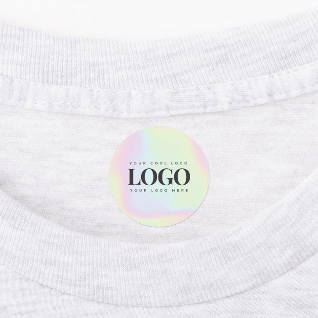 Holographic Pastel Custom Business Rectangle Logo Kids' Labels (Affixed)