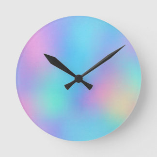 Holographic Pastel Dream Round Clock