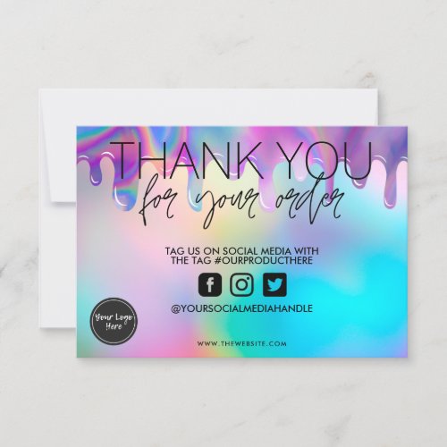 Holographic Pastel Drip Thank you Media Insert