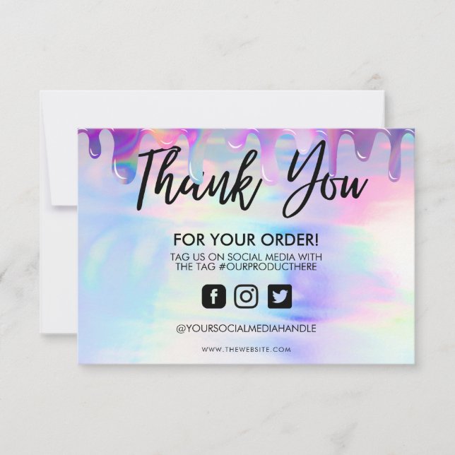 Holographic Pastel Drip Thank you Media Insert (Front)