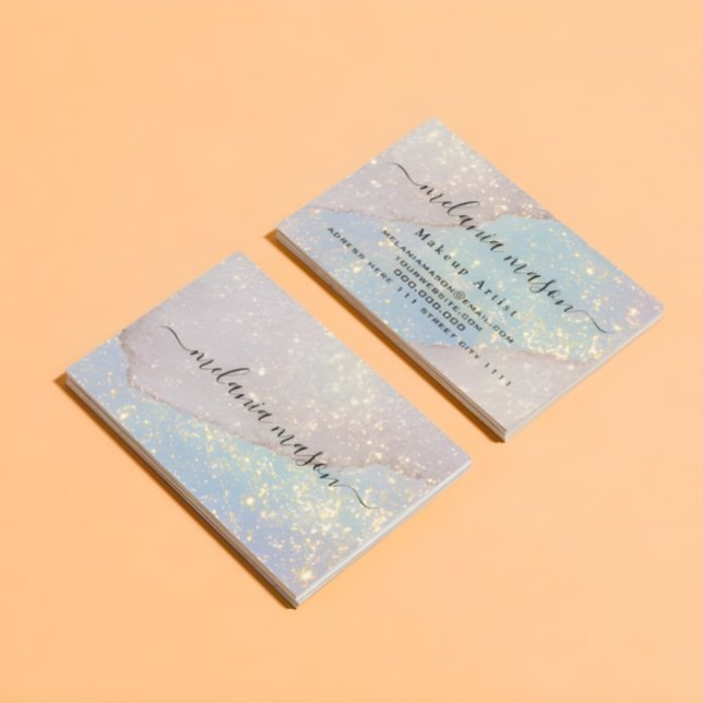 Holographic Pastel Glitter Makeup Artist Elegant Business Card (Creator Uploaded)
