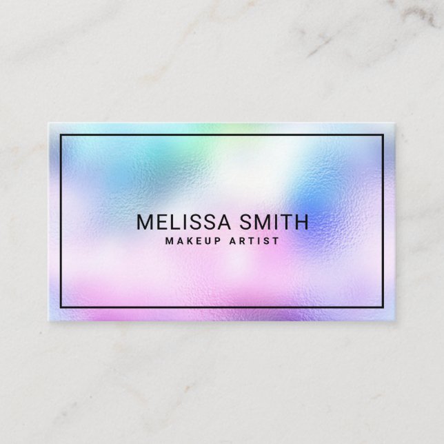 Holographic pastel glossy modern colorful business card (Front)