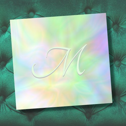 Holographic pastel gradient opal monogram initial post_it notes