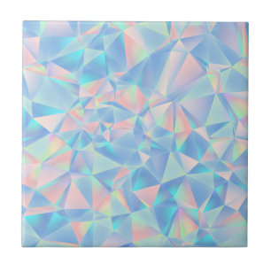 Holographic Pastel Low-Poly Geometric Crystal Ceramic Tile