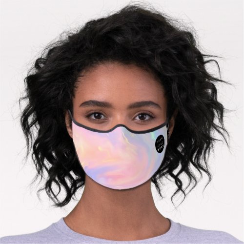 Holographic Pastels Aura Abstract Pink Logo Name Premium Face Mask