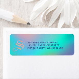 Holographic Pastels Monogram Return Address Label