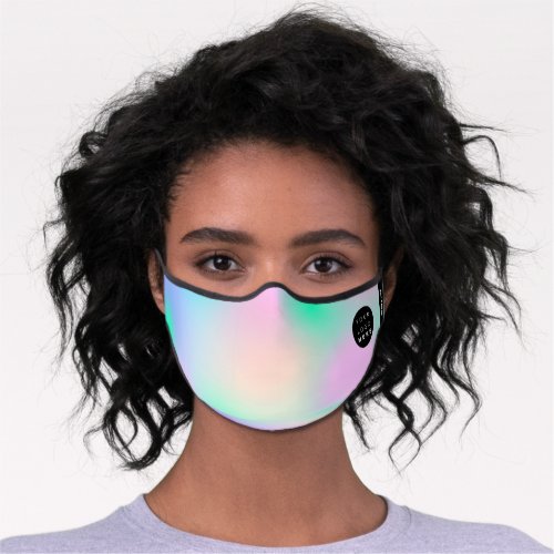 Holographic Pastels Pink Blue Logo Name Glam Premium Face Mask