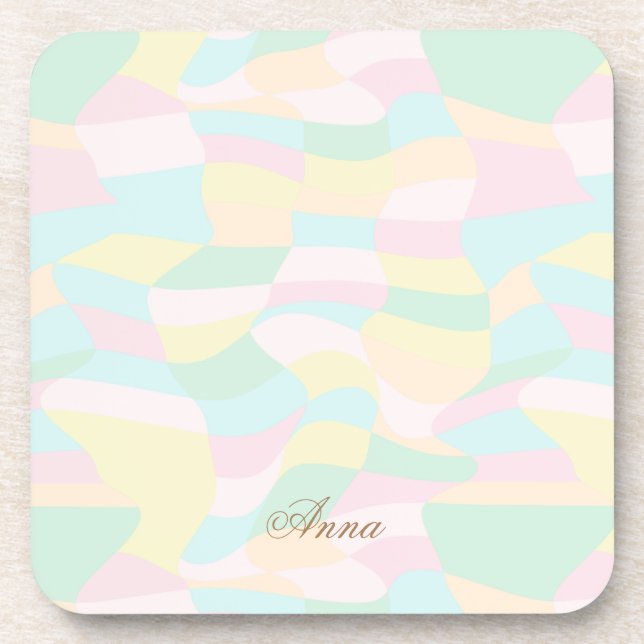 Holographic Pattern Custom Name  Beverage Coaster (Front)