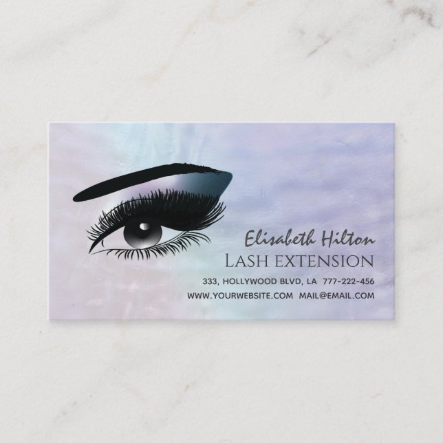 Holographic pearl alluring makeup eye  after care business card (Front)