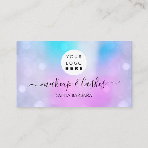 Holographic Pearly Abstract Logo Lash Makeup Nails Business Card