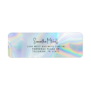 Blush pink holographic glitter return address label, Zazzle