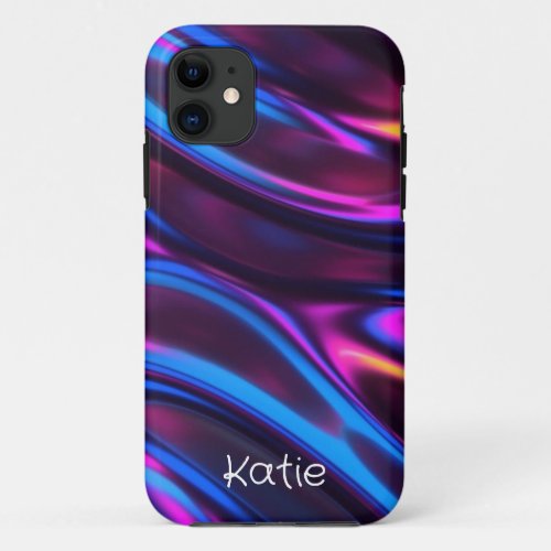 Holographic Personalized Faux Iridescent w Name  iPhone 11 Case