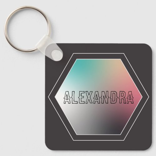 Holographic Personalized Pastel Gradient Keychain