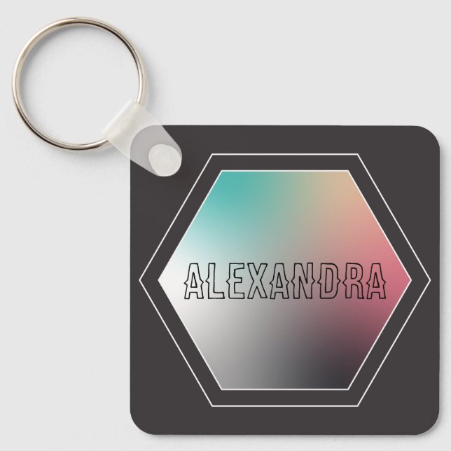 Holographic Personalized Pastel Gradient Keychain (Front)