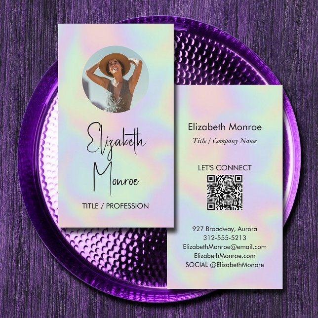 Holographic Photo QR Code   Business Card (*BEST TO USE SIGNATURE UV GLOSS paper we selected for best results with holographic illustration)