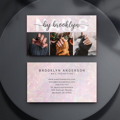 Holographic Photo Typography Nail Artist Business Card