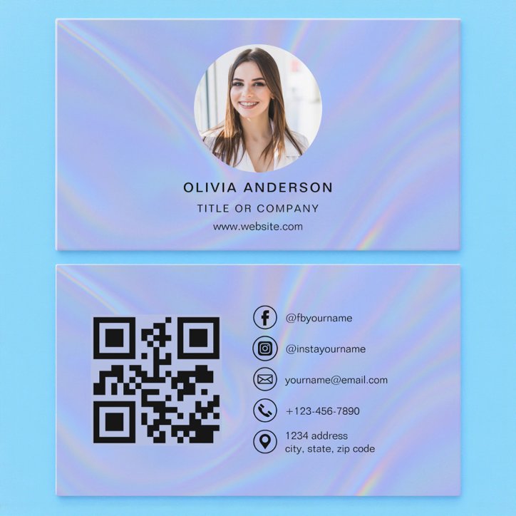 Holographic Photo With QR Code Social Media Business Card