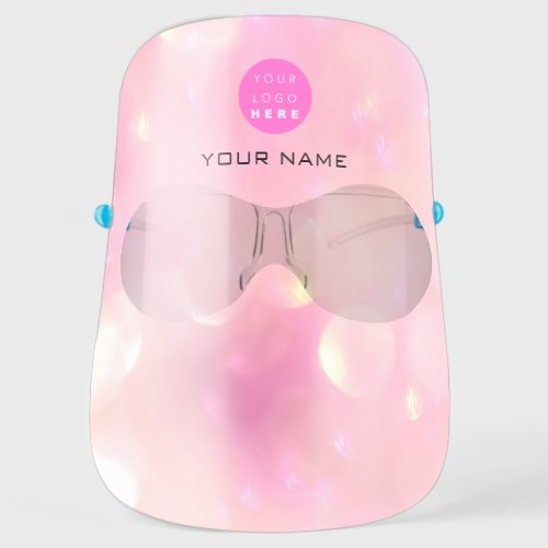 Holographic Pink Beauty Name Logo Color Therapy Face Shield