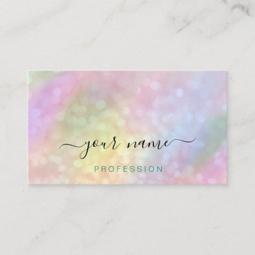 Holographic Pink Blue Colorful  Makeup Artist Business Card