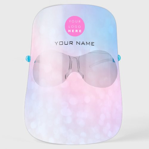 Holographic Pink Blue Name Logo Color Therapy Face Shield