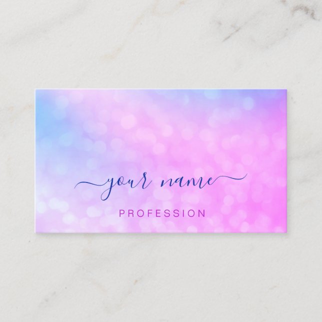 Holographic Pink Blue Professional Abstract Make-u Business Card (Front)