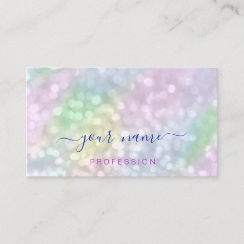 Holographic Pink Blue Professional Abstract Makeup Business Card