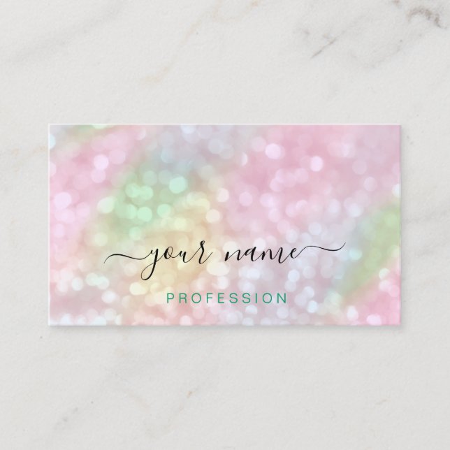 Holographic Pink Blue Professional Rosse Makeup Business Card (Front)