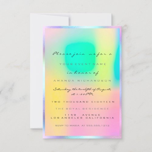 Holographic Pink Bridal Shower Sweet 16th Invitation