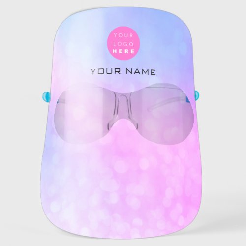 Holographic Pink Covid19 Name Logo Color Therapy Face Shield