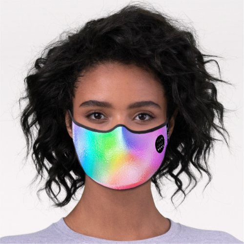 Holographic Pink Custom Logo Name Ombre Blue Premium Face Mask