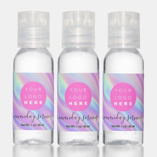 Holographic Pink Custom Logo Name Promotional Hand Sanitizer