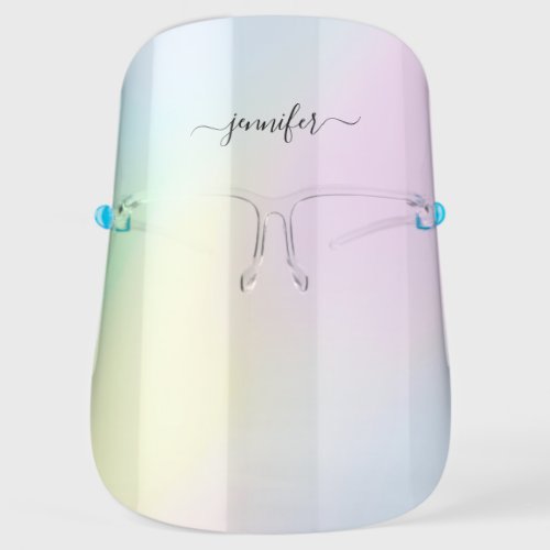 Holographic Pink Custom Name Color Therapy Company Face Shield