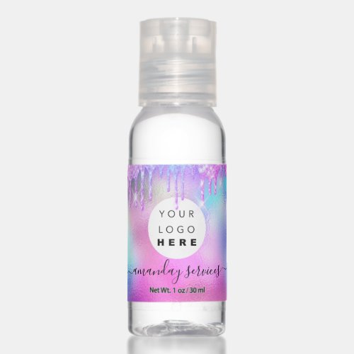 Holographic Pink Drips Glitter Custom Logo Name Hand Sanitizer