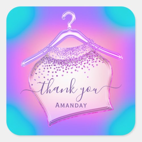 Holographic Pink Fashion Blogger Closet Shop Glam Square Sticker