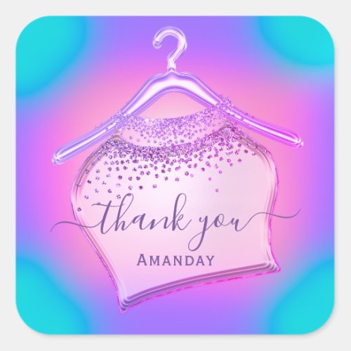 Holographic Pink Fashion Closet Boutique Influence Square Sticker