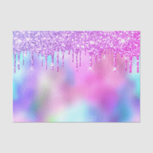 Holographic Pink Glitter Drips Bridal Sweet16th Tissue Paper
