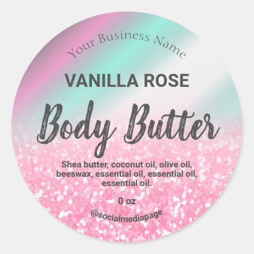 Holographic Pink Glitter Product Labels