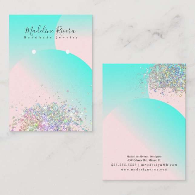 Holographic Pink Gradient  Earring Display Card (Front/Back)
