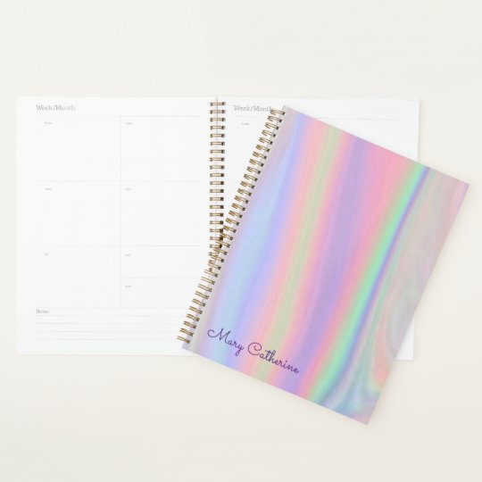 Holographic pink homework planner | Zazzle.com