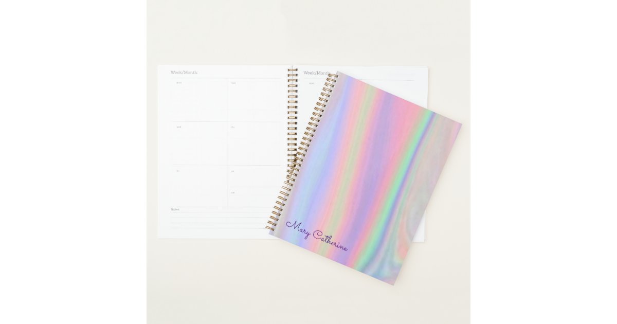 Holographic pink homework planner | Zazzle