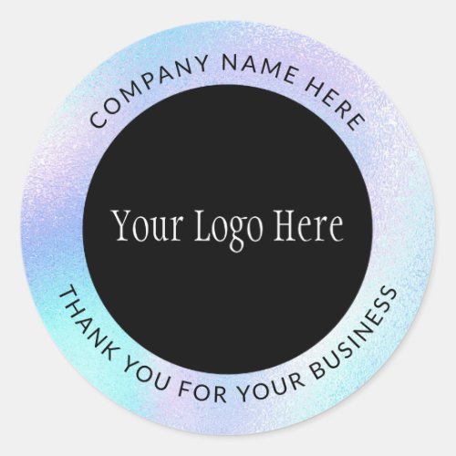 Holographic Pink Logo Thank You Small Business Classic Round Sticker