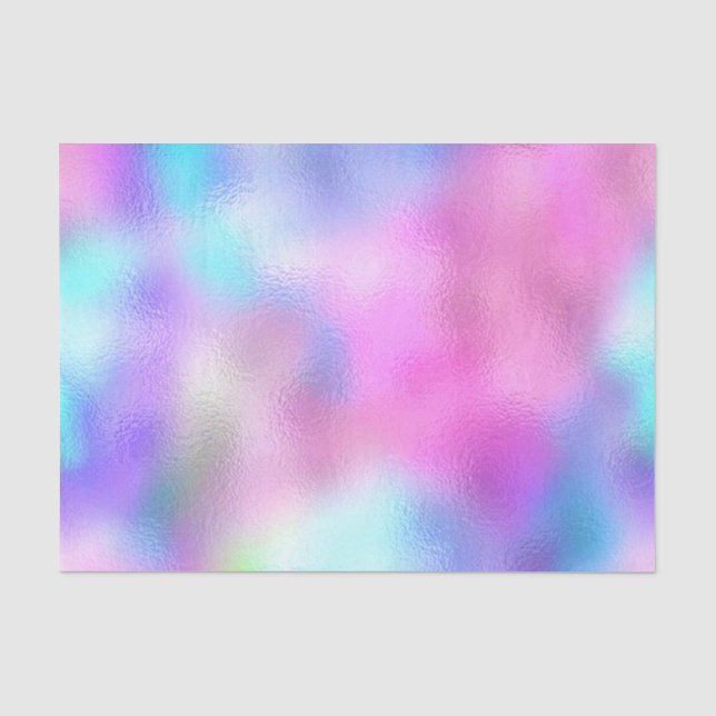 Holographic Pink Pastel Baby Blue Bridal Sweet16th Tissue Paper (Front)
