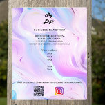 Holographic pink photo instagram business logo QR Flyer<br><div class="desc">Personalize and add your business logo,  name,  address,  your text,  your own QR code to your instagram account. Blush pink,  purple,  blue,  holographc bacground.

Back: add a photo and tell the story about your brand.</div>
