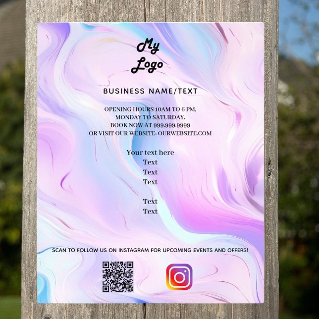 Holographic pink photo instagram business logo QR Flyer (Creator Uploaded)