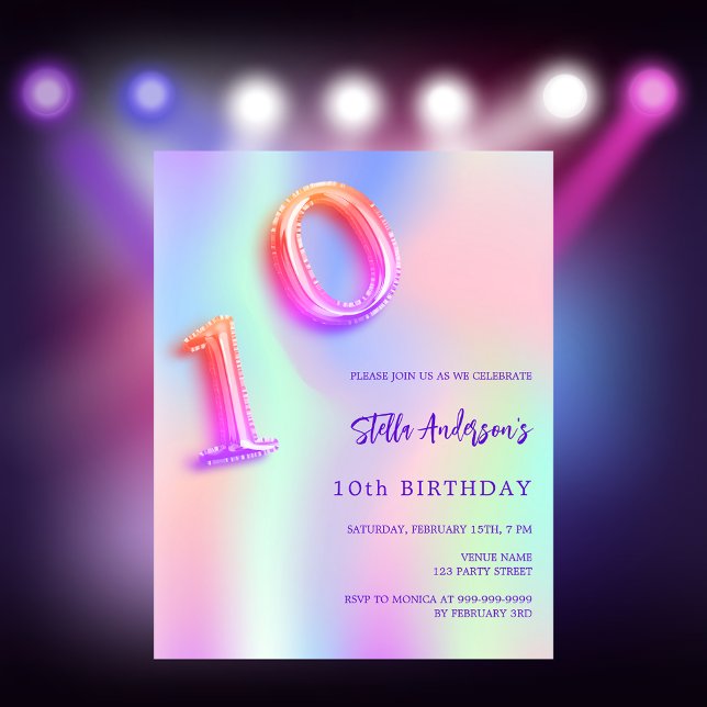 Holographic pink purple 10th birthday budget (Creator Uploaded)