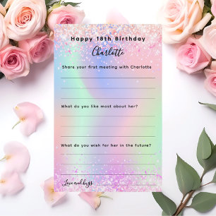 Holographic pink purple birthday wishes card